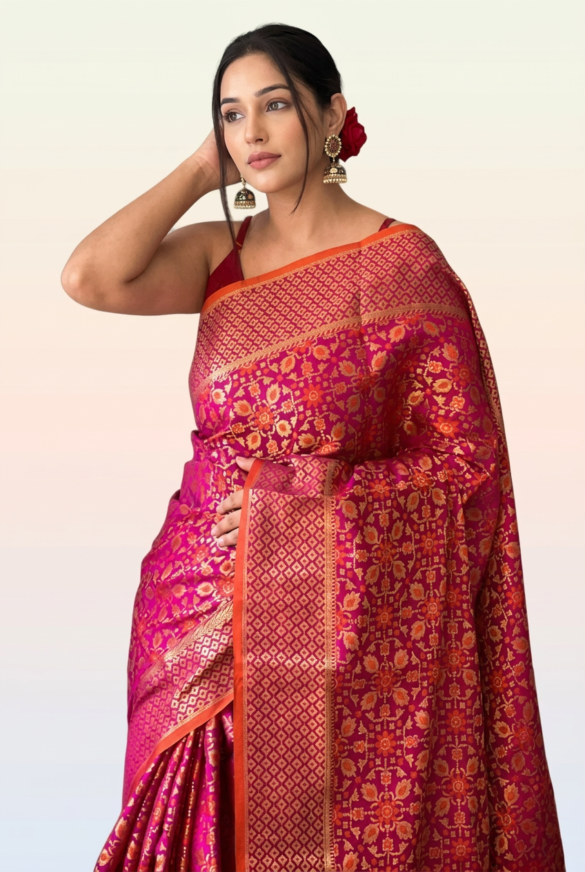 Royal Rani Pink Banarasi Silk Saree