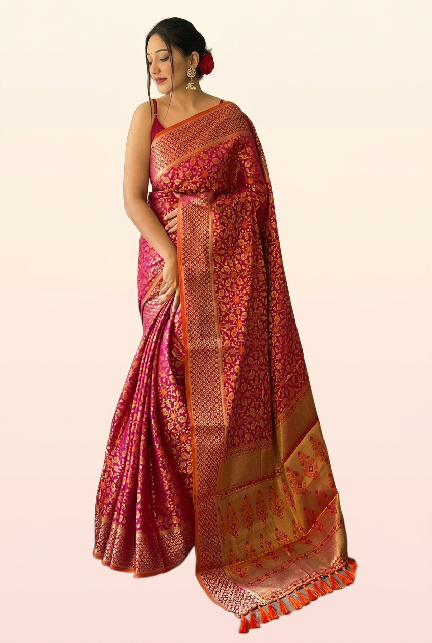 Royal Rani Pink Banarasi Silk Saree
