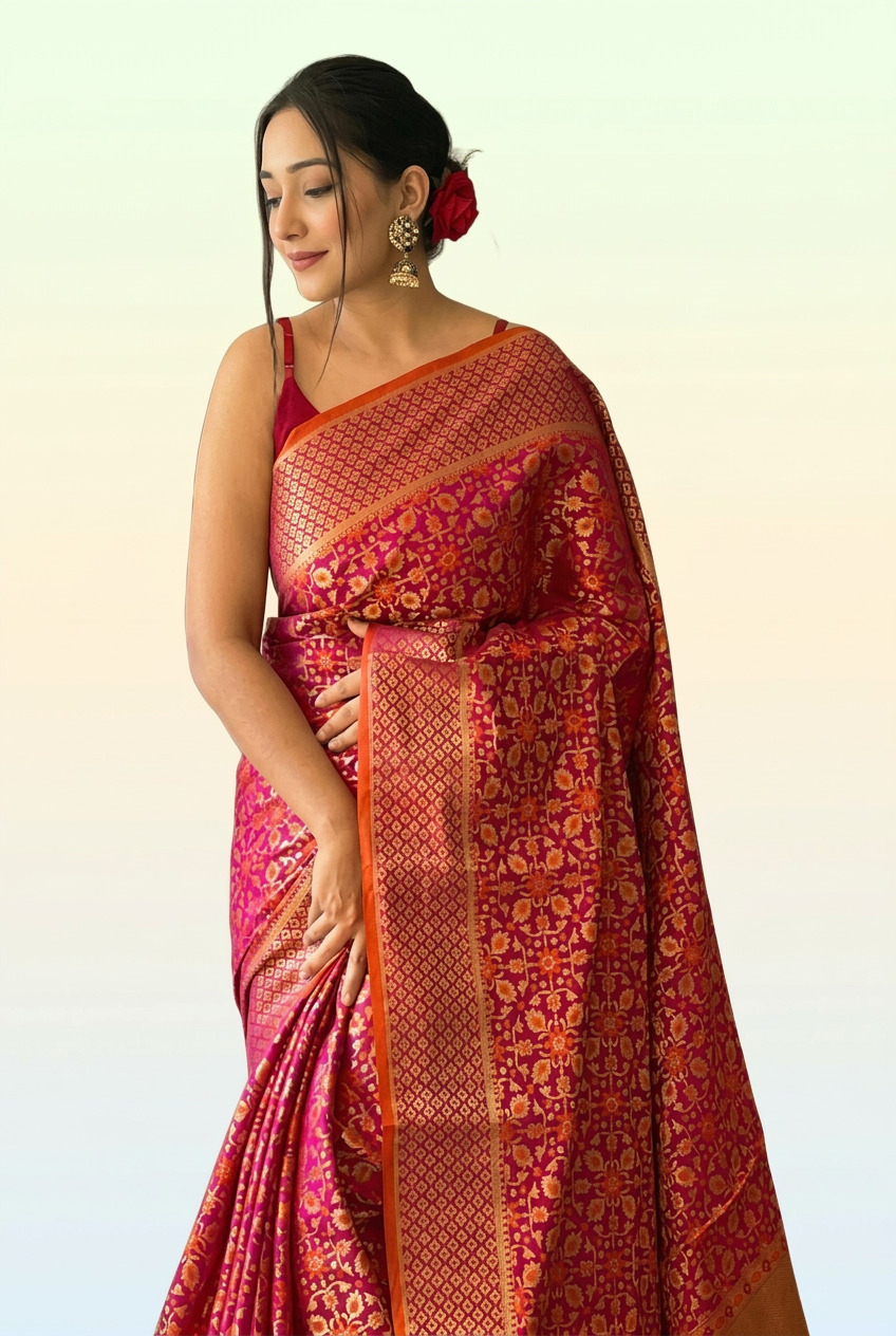 Royal Rani Pink Banarasi Silk Saree