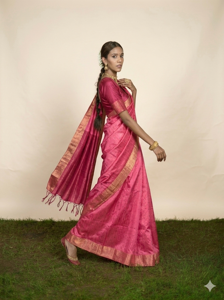 Rose Quartz Kanchipuram Silk Saree