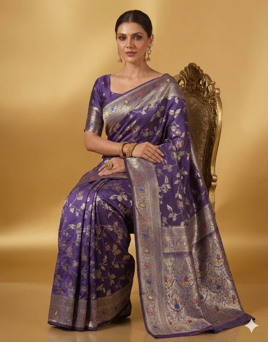 Royal Purple Designer Zari Silk Saree