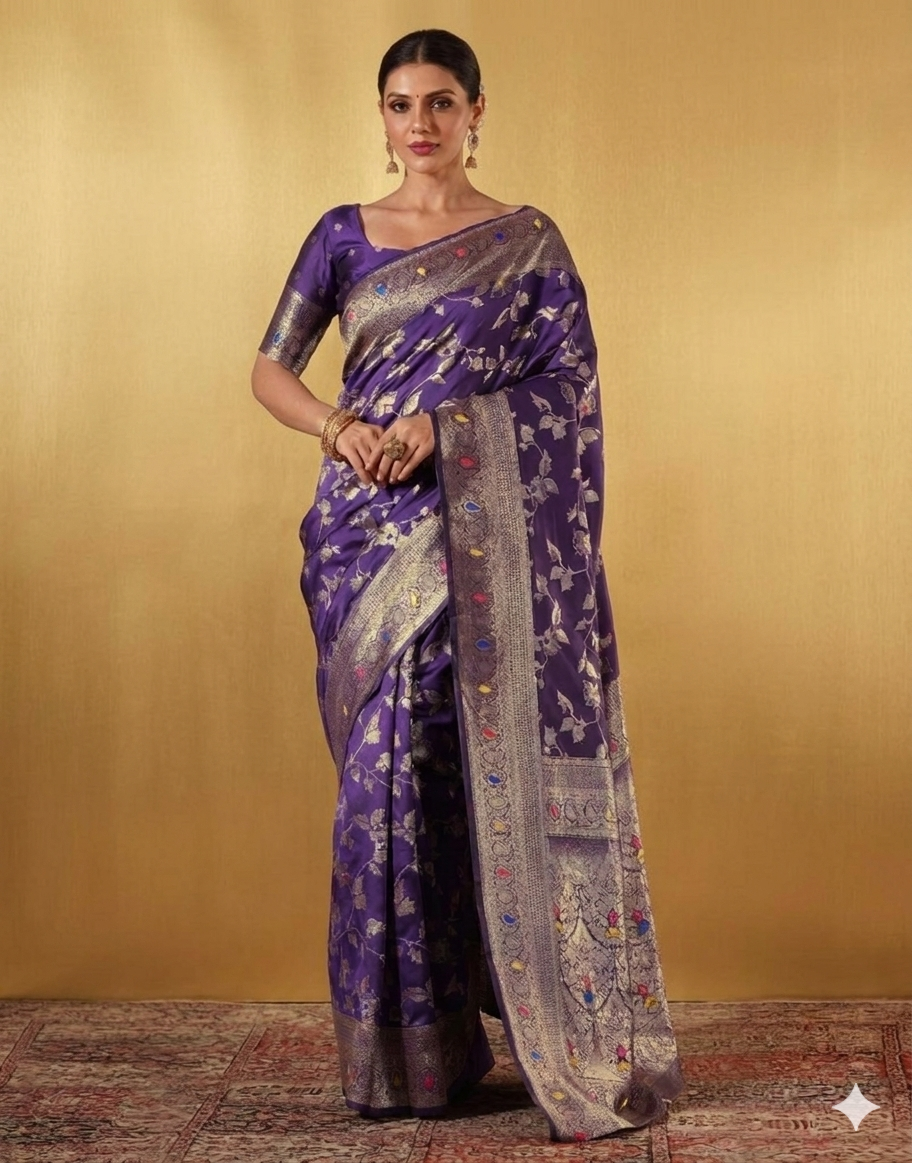 Royal Purple Designer Zari Silk Saree