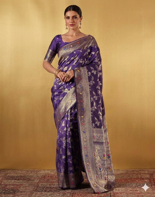 Royal Purple Designer Zari Silk Saree