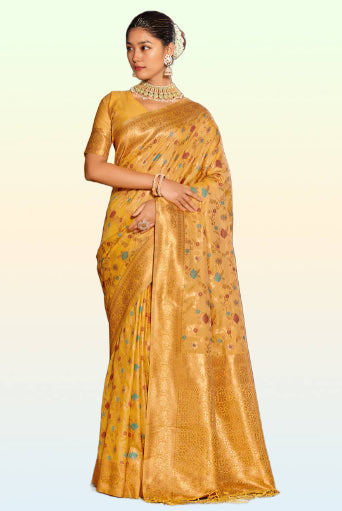 Royal Mustard Banarasi Silk Saree