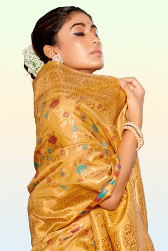 Royal Mustard Banarasi Silk Saree