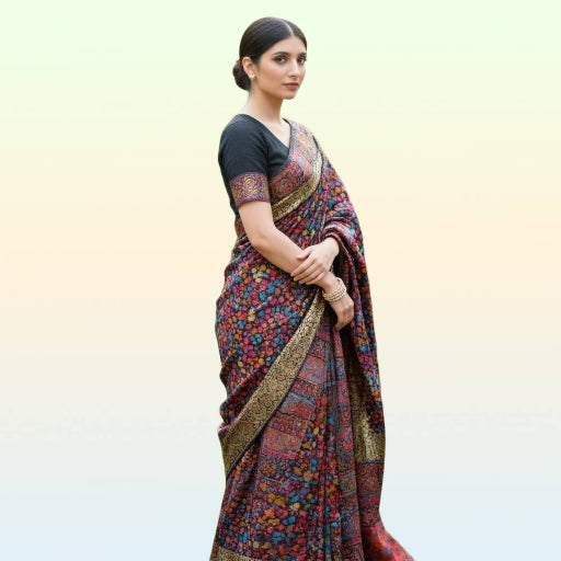 Royal Garden Floral Silk Saree
