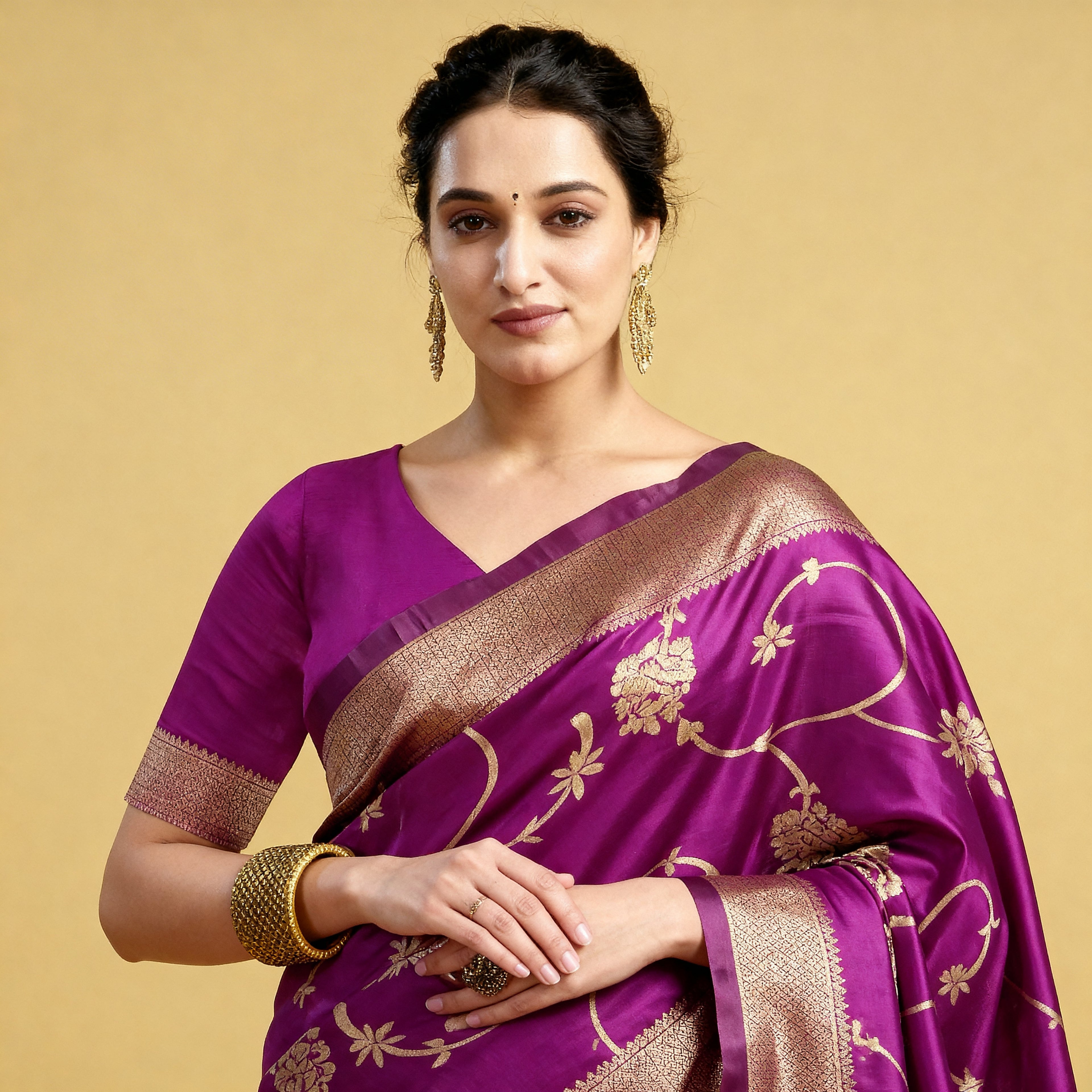 Royal Magenta Zari Silk Designer Saree