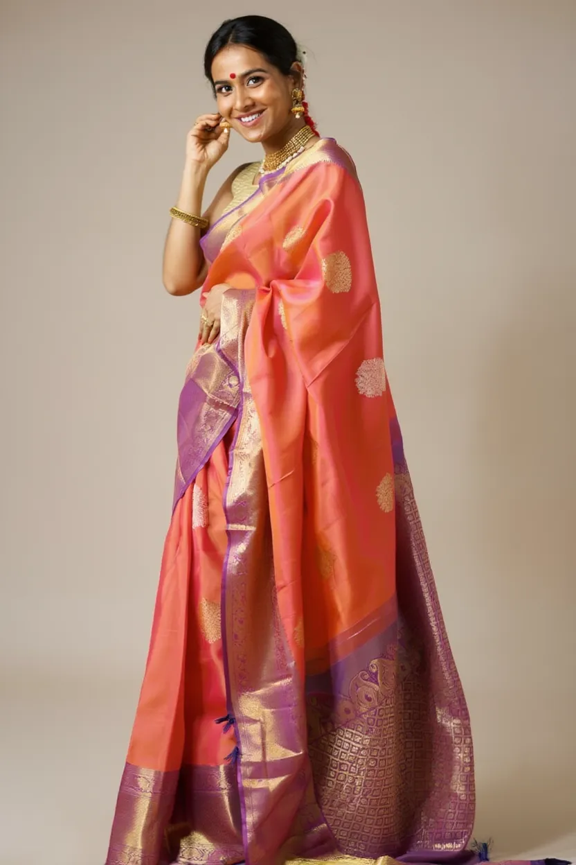 Sunset Royal Zari Silk Saree
