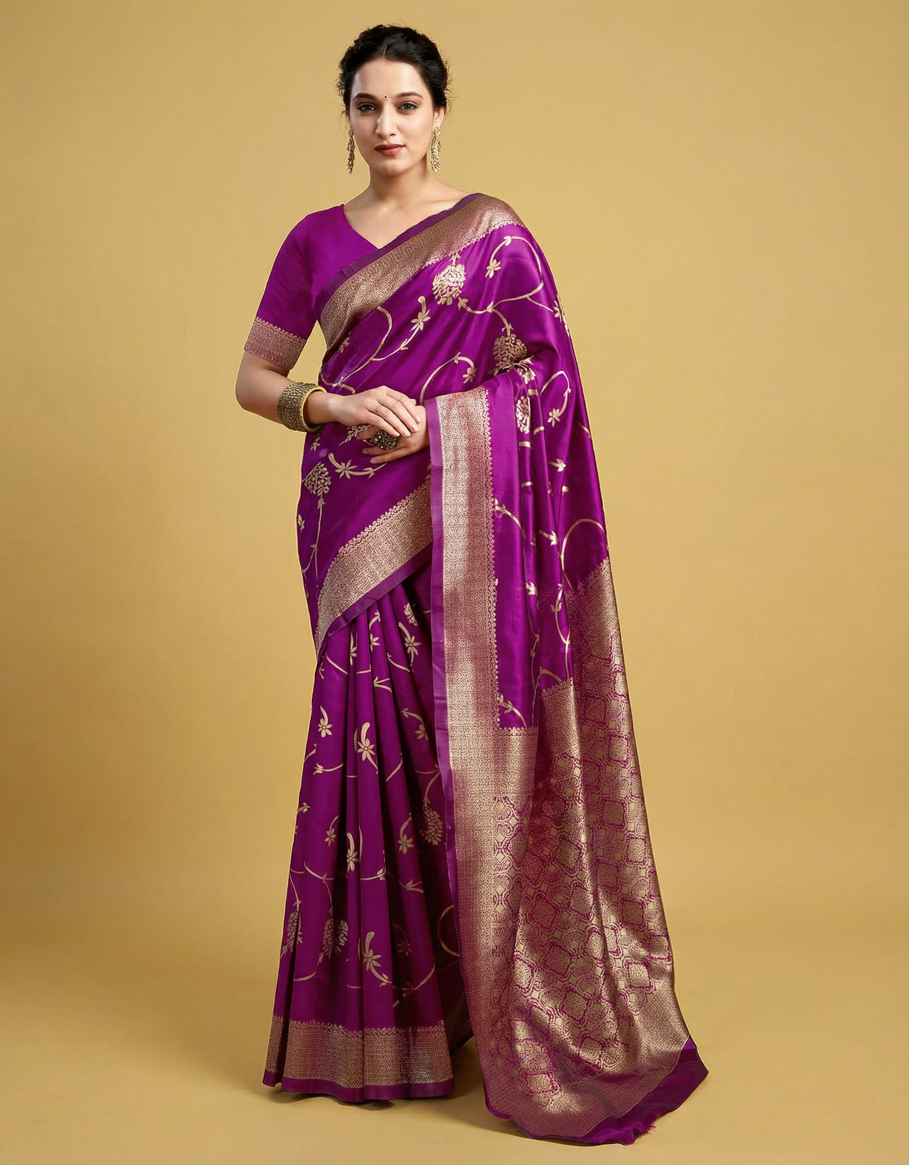 Royal Magenta Zari Silk Designer Saree