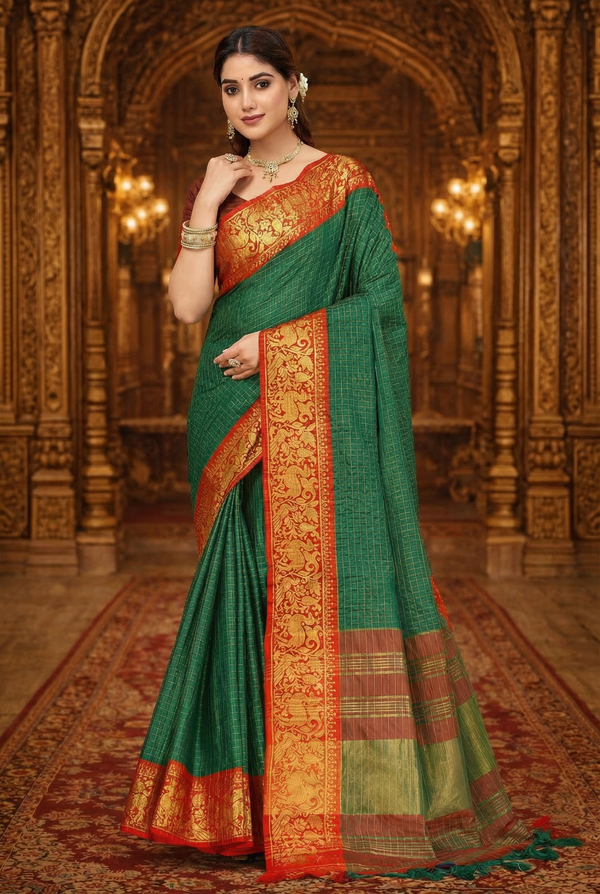 Royal Emerald Zari Traditional Saree